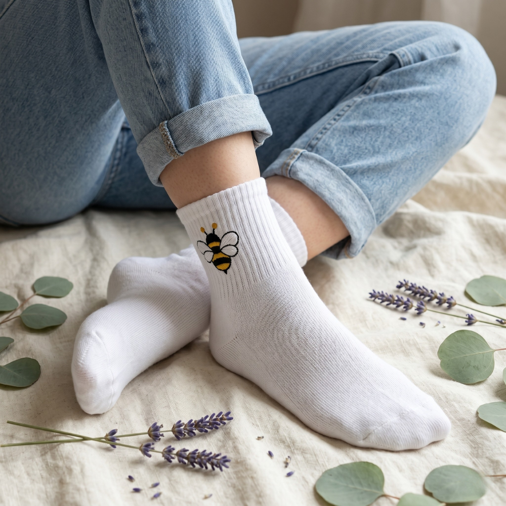 Honey Steps – Embroidered Bee Socks