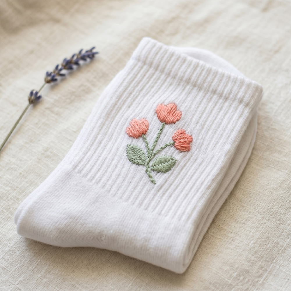 Petal Step – Embroidered Floral Socks