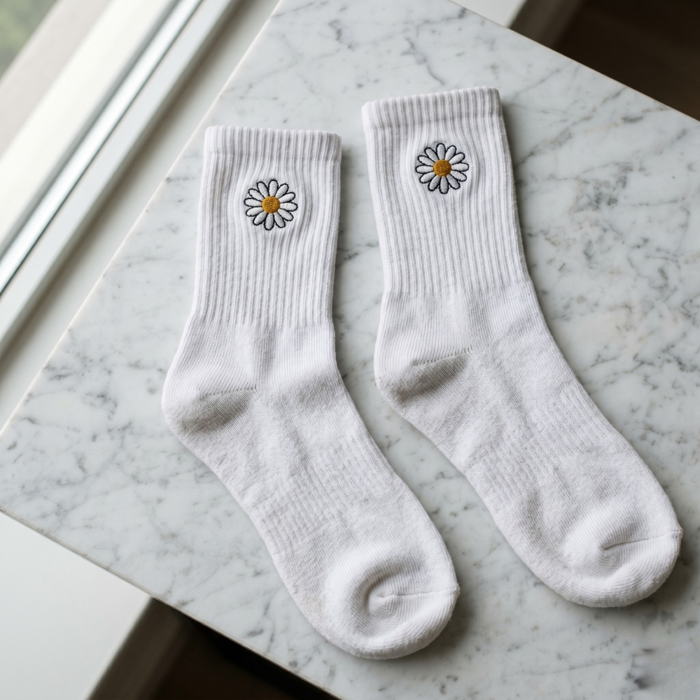 Daisy Days – Embroidered Daisy Socks