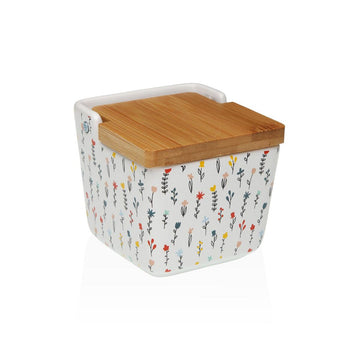 Salt Shaker with Lid Versa Blume Ceramic 8,8 x 8,5 x 8,8 cm