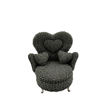 Jewelry box Versa Grey Polyester Metal Mirror MDF Wood 12 x 19 x 18 cm Armchair