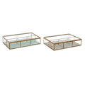 Jewelry box DKD Home Decor Crystal Metal Green Light grey (27 x 15 x 5,5 cm) (2 Units)