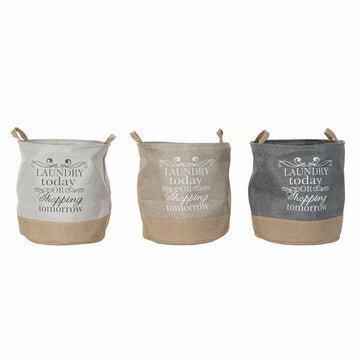 Laundry basket DKD Home Decor Beige Grey Light brown 39 x 39 x 41 cm 3 Pieces (3 Units)