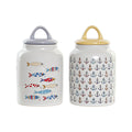 Tin DKD Home Decor White Multicolour Stoneware Mediterranean (2 Units)