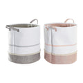 Laundry basket DKD Home Decor Grey Pink Polyester (39 x 39 x 41 cm) (2 Units)