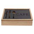 Cutlery Organiser DKD Home Decor Brown Black Metal MDF Wood Vintage 25 x 18 x 6 cm