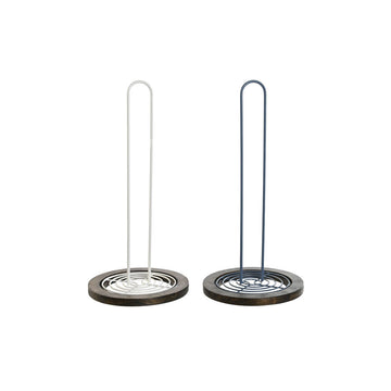 Kitchen Paper Holder DKD Home Decor Blue White Metal Rubber wood 15 x 15 x 31 cm (2 Units)
