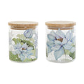 Tin DKD Home Decor Blue White Green Natural Silicone Bamboo Borosilicate Glass 700 ml 10 x 10 x 13 cm (2 Units)