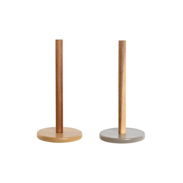 Kitchen Paper holder Home ESPRIT Brown Beige Grey Acacia Dolomite 15 x 15 x 31,5 cm (2 Units)