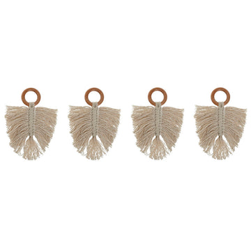 Napkin ring Home ESPRIT Natural Acacia Macrame 13 x 1 x 18 cm 4 Pieces