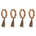 Napkin ring Home ESPRIT Natural Jute Acacia Macrame 7,5 x 2 x 7,5 cm 4 Pieces