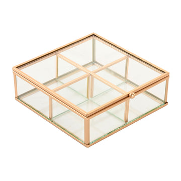 Jewelry box Home ESPRIT Golden Metal Crystal 15 x 16 x 5 cm