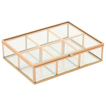 Jewelry box Home ESPRIT Golden Metal Crystal 20 x 16 x 5 cm
