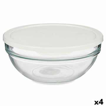 Round Lunch Box with Lid Pasabahce Chefs White 1,135 L 17,2 x 7,6 x 17,2 cm (4 Units)