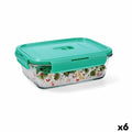 Hermetic Lunch Box Luminarc Turquesa Turquoise Glass 1,22 L (6 Units)